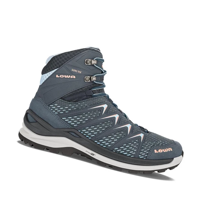 LOWA Innox Pro GTX Mid WS Wanderstiefel Damen Steel Blue/Salmon | QRUL29513