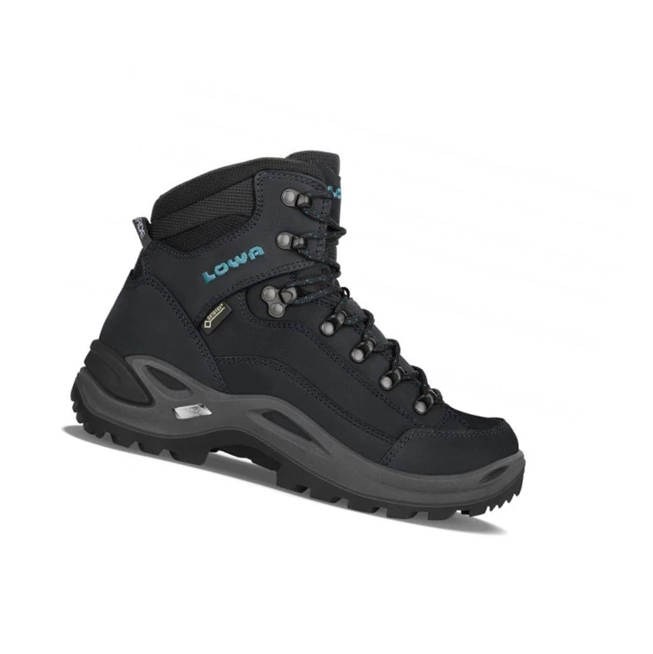 LOWA Renegade GTX Mid WS W Wanderstiefel Damen Asphalt/Turquoise | DAUT28316