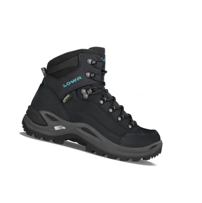 LOWA Renegade GTX Mid WS S Wanderstiefel Damen Asphalt/Turquoise | UOXP59164